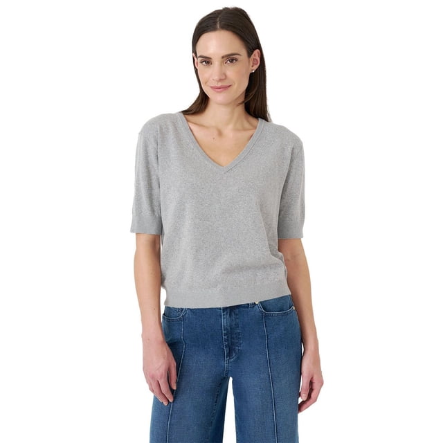 Sam Edelman Women's Short Sleeve V-Neck Sweater