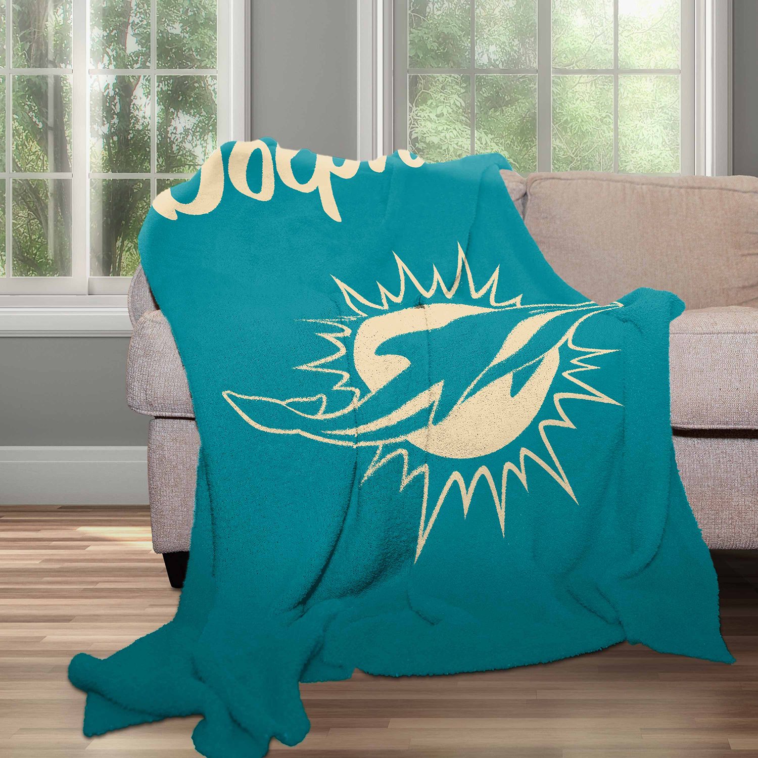 Logo Brands Miami Dolphins Luxe Dreams Throw, 60