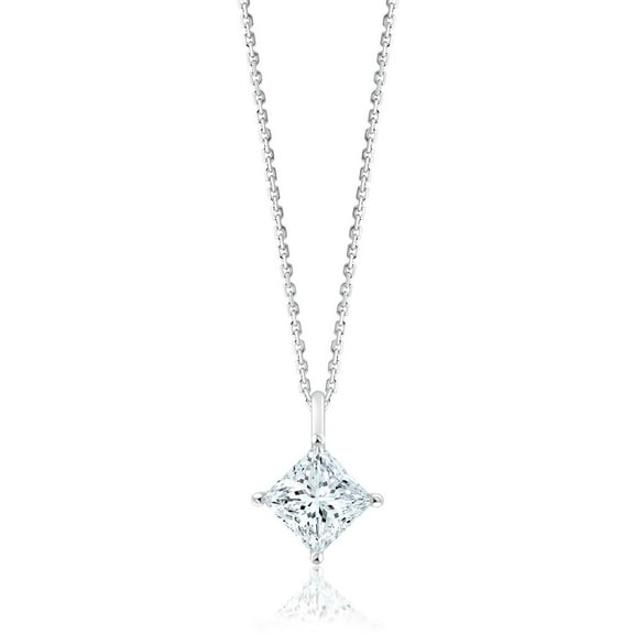 Lab Created Solitaire Diamond Pendant Necklace in 18K Gold