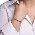thumbnail image 5 of Lab Created White Sapphire Square Link Bracelet in Sterling Silver, 5 of 6