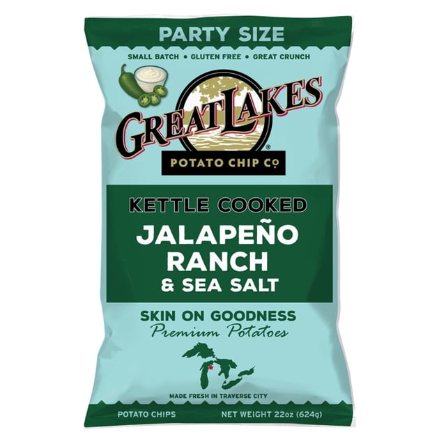 Great Lakes Kettle Cooked Jalapeño Ranch and Sea Salt Potato Chips, 22 oz.