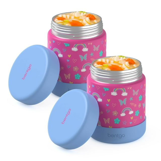 Bentgo Kids 2-Pack Stainless Steel Food Jar, Assorted Designs