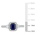 thumbnail image 3 of Blue & White Sapphire with Diamond Accent 3-Stone Halo Ring in 14K Gold, 3 of 6