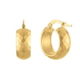 thumbnail image 4 of Diamond Cut Faceted Huggie Hoop Earrings in 14K Gold, 4 of 6