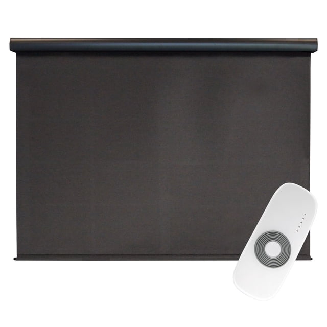 Rechargeable Motorized Outdoor Sun Shade With Protective Valance - Shale