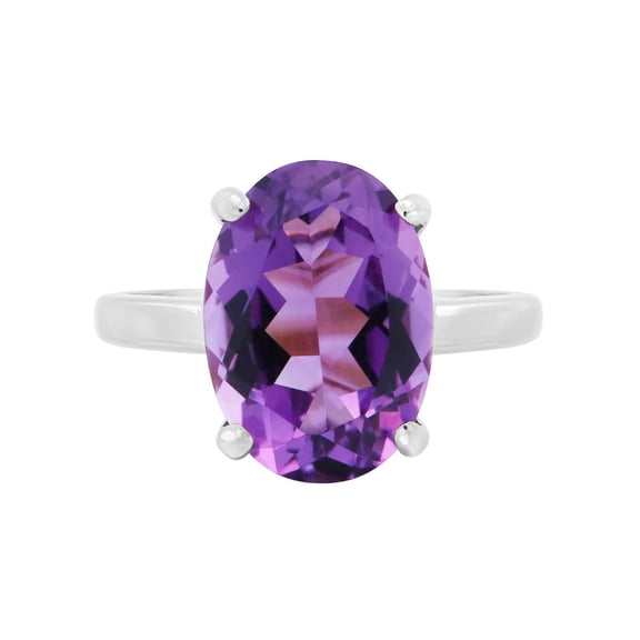 Solitaire Oval Gemstone Ring in 14K Gold