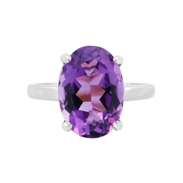 Solitaire Oval Gemstone Ring in 14K Gold