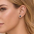 thumbnail image 5 of Baguette Cut Gemstone & 0.12 CT. TW Diamond Stud Halo Earrings in 14K Gold, 5 of 5