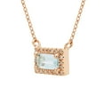 thumbnail image 2 of Baguette Cut Gemstone and 0.06 CT. T.W. Diamond Halo Pendant Necklace in 14K Gold, 2 of 5