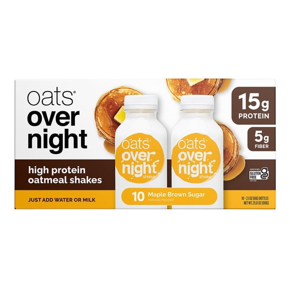 Oats Overnight High Protein Oatmeal Shakes, Maple Brown Sugar, 10 ct.