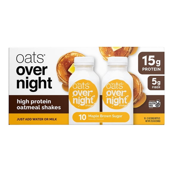 Oats Overnight High Protein Oatmeal Shakes, Maple Brown Sugar, 10 ct.
