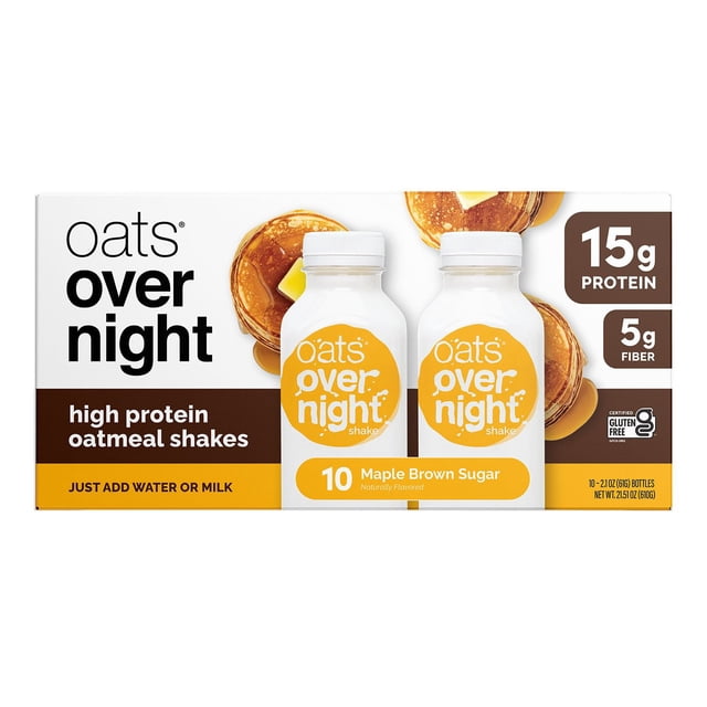 Oats Overnight High Protein Oatmeal Shakes, Maple Brown Sugar, 10 ct.