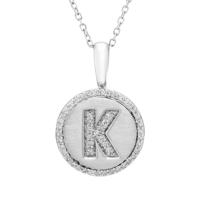 Diamond Initial Pendant Necklace in Sterling Silver