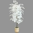 thumbnail image 2 of Faux 72" White Ficus in White Handwoven Basket, 2 of 5