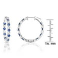 thumbnail image 4 of Lab Created Gemstone Huggie Hoop Earrings in Sterling Silver, 4 of 7