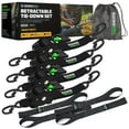 thumbnail image 1 of Rhino USA's 4pk 2"x10' Retractable Ratchet Straps, Black, 1 of 7