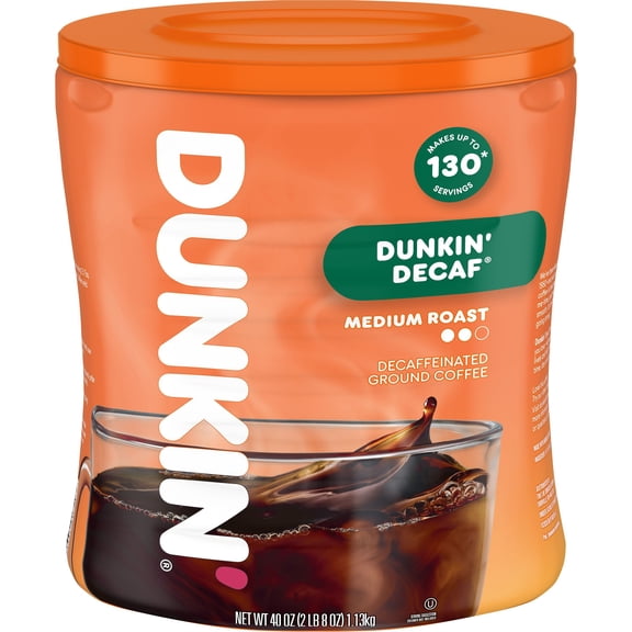Dunkin' Decaffeinated Medium Roast Ground Coffee, 40 oz.