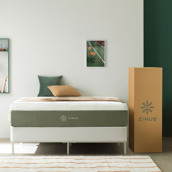 ZINUS Night Therapy 12” Cooling Memory Foam Mattress Set with Antimicrobial Cover
