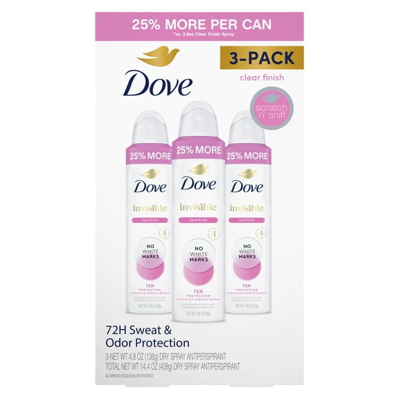Dove Clear Finish APA Spray Deodorant, 4.8 oz., 3 pk.