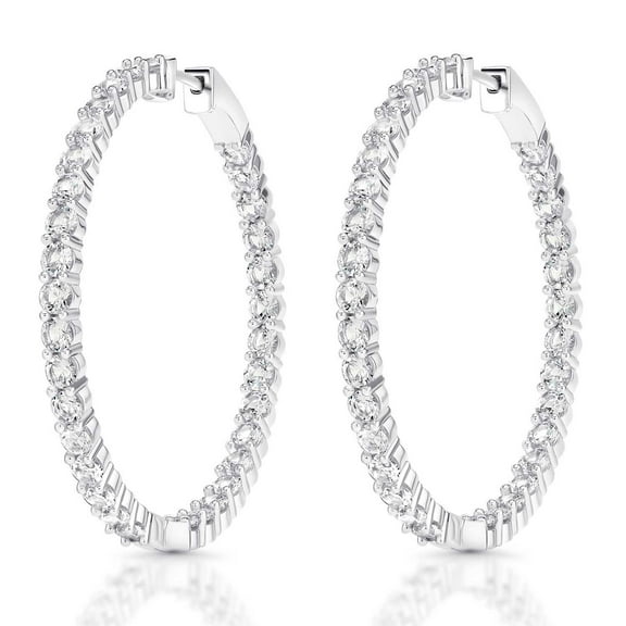 Lab Created Gemstone Huggie Hoop Earrings in Sterling Silver