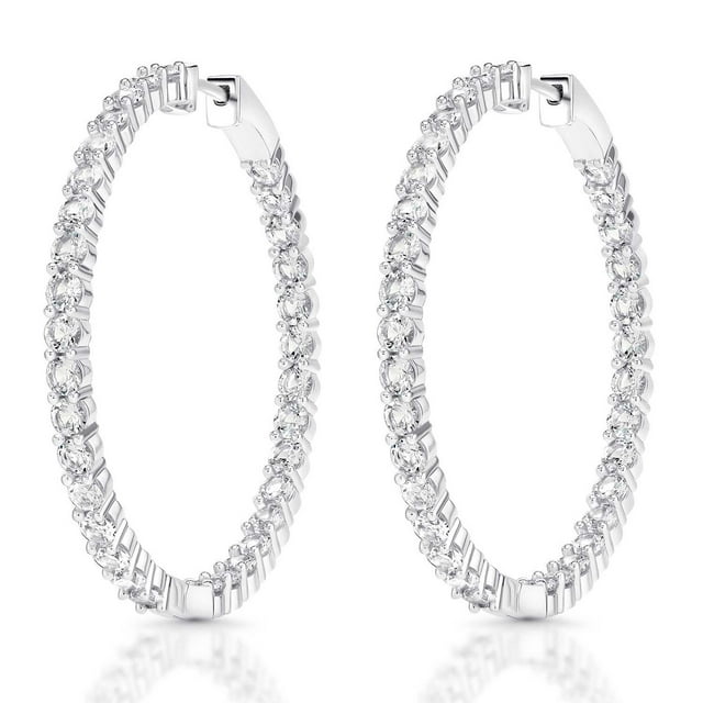 Lab Created Gemstone Huggie Hoop Earrings in Sterling Silver