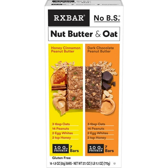 RXBAR Nut Butter & Oat Bar Variety Pack, 1.9 oz. 14 ct.