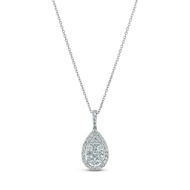 0.60 CT. T.W. Diamond Halo Pendant in 14K Gold