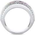 thumbnail image 5 of Emerald Cut Multi-Gemstone Semi-Eternity Ring in Sterling Silver, 5 of 6