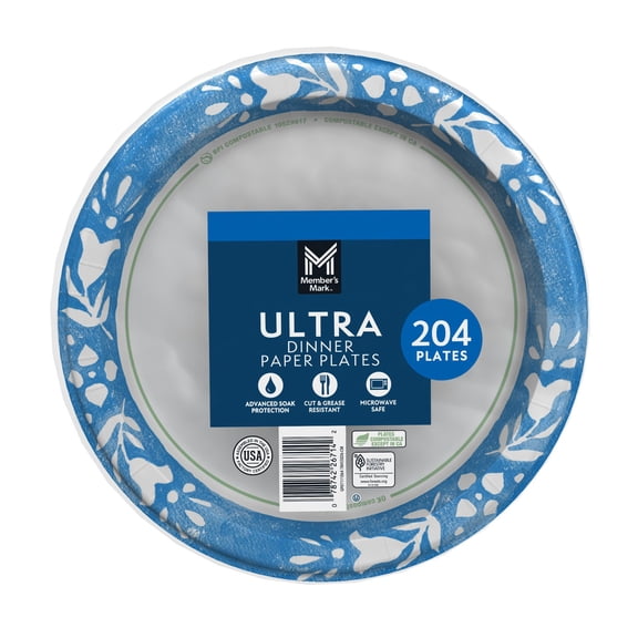 Member's Mark Ultra Dinner Paper Plates, 10", 204 ct.