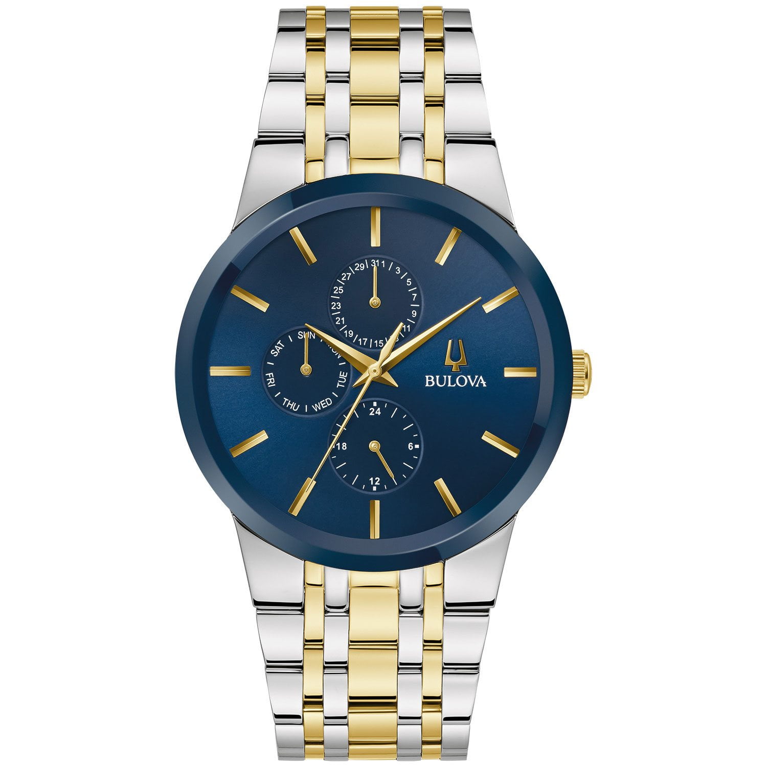 Bulova Two-Tone Watch with Blue Crystal Dial 40mm 98C145