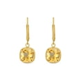 thumbnail image 1 of Cushion Cut Gemstone Bezel Set Dangle Earrings in 14K Gold, 1 of 6