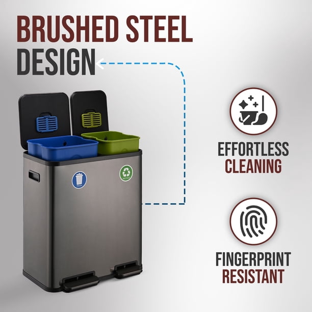 Simpli-Magic 18.5 Gallon (40L x 30L) Dual Compartment Step Trash