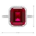 thumbnail image 3 of Lab Created Emerald Cut Gemstone and Diamond Ring in Sterling Silver, 3 of 5