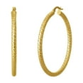 thumbnail image 3 of Diamond Cut Hoop Earrings in 14K Gold, 3 of 4