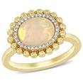 thumbnail image 1 of Oval-Cut Yellow Ethiopian Opal and Diamond Accent Double Halo Ring in 14K Yellow Gold, 1 of 6