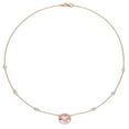 thumbnail image 5 of Morganite and White Sapphire with 0.13 CT.T.W. Diamond Station Halo Necklace in 14K Rose Gold, 5 of 6