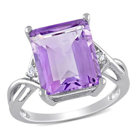 Emerald Cut Gemstone Ring in Sterling Silver