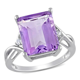 Emerald Cut Gemstone Ring in Sterling Silver