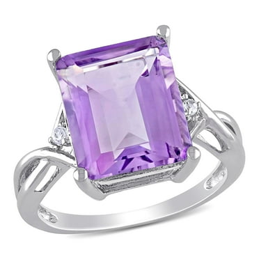 Emerald Cut Gemstone Ring in Sterling Silver