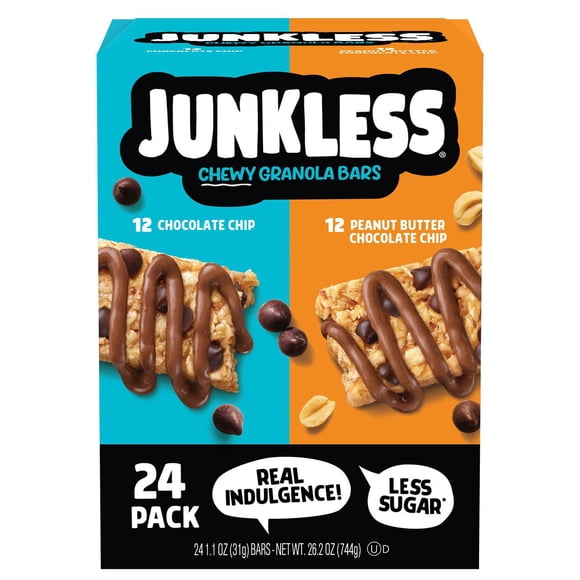 JUNKLESS Chewy Granola Bars, Variety Pack, 24 pk.