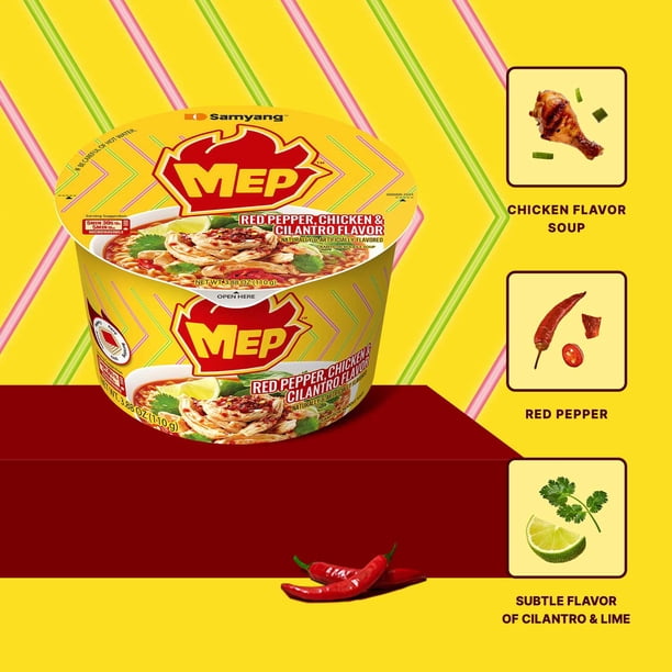Samyang MEP Ramen Bowl, Red Pepper and Chicken & Cilantro, 6 pk