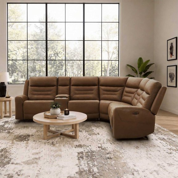 Cole & Rye Signature Faux Leather 6-Piece Dual Power Sectional with Storage Console