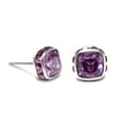 thumbnail image 1 of Swarovski Square Cut Purple Crystal Stud Earrings, 1 of 4