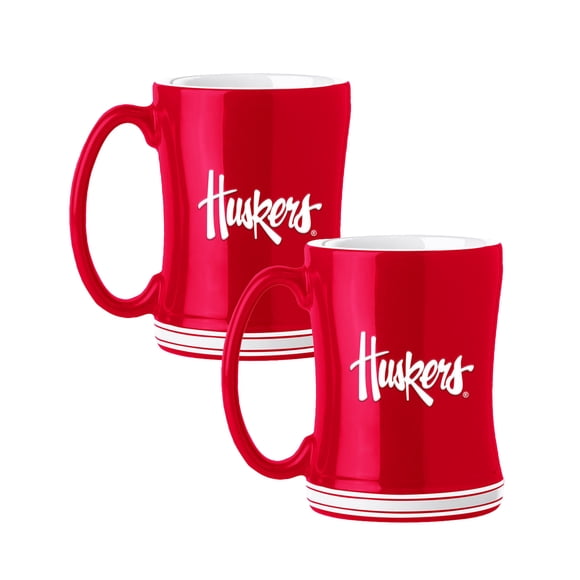 Logo Brands Nebraska Cornhuskers 14oz Relief Mug Set