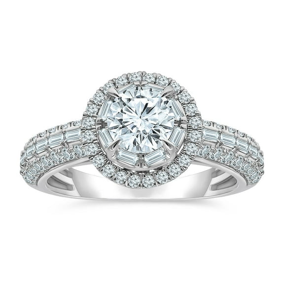 1.95 CT. T.W. Round Cut Halo Diamond Ring in 14K Gold