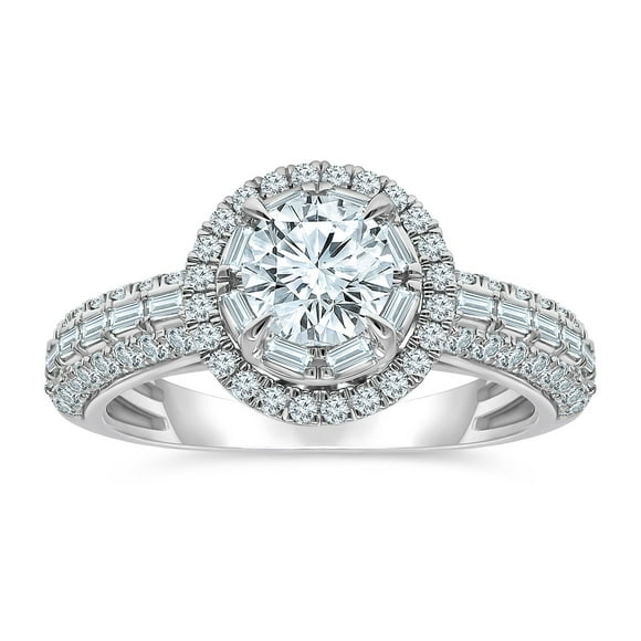 1.95 CT. T.W. Round Cut Halo Diamond Ring in 14K Gold
