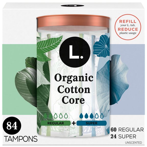 L. Organic Cotton Tampons  Duo Pack, Unscented, 84 ct.