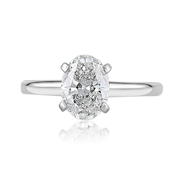 Lab Created Oval Cut Diamond Solitaire Ring in 18K Gold