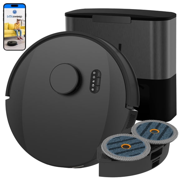 bObsweep UltraVision Pet Combo Robot Vacuum with Auto-Lift DualSpin Mops, 25,000Pa Suction, 180-Day Auto-Empty Dock, Activated Charcoal Odor Filtration Bags, Object Detection, for Pet Hair Performance