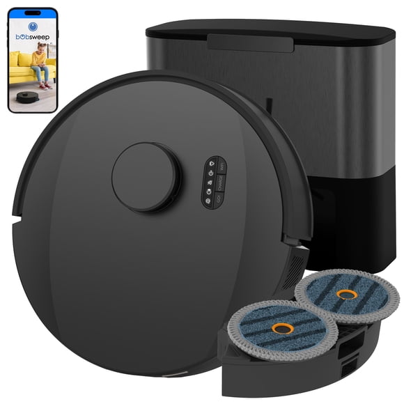bObsweep UltraVision Pet Combo Robot Vacuum with Auto-Lift DualSpin Mops, 25,000Pa Suction, 180-Day Auto-Empty Dock, Activated Charcoal Odor Filtration Bags, Object Detection, for Pet Hair Performance